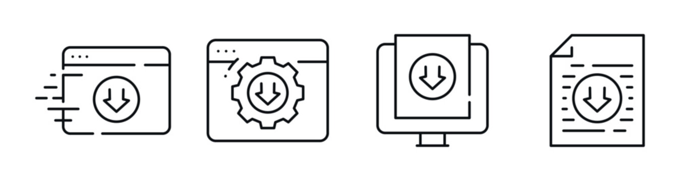 Download icons showing different formats in interface elements. Editable stroke