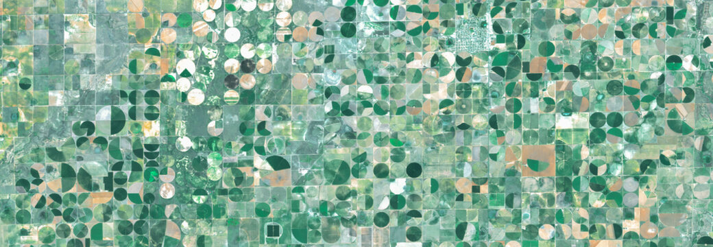 Brownfield farming region near Lubbock, Texas, USA, Large-scale agricultural land visible from space
