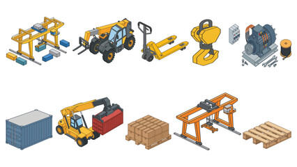 Isometric industrial equipment and heavy machinery collection. © Sania