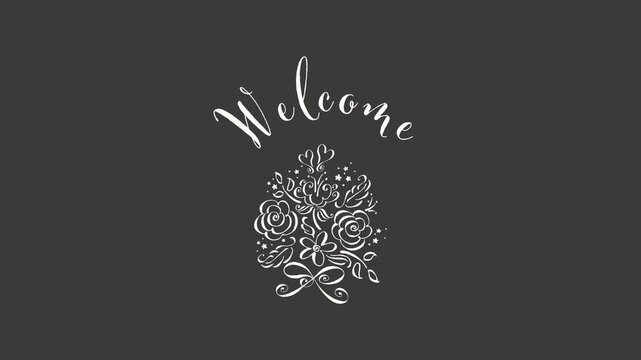 Welcome - Floral Arch Text Animation (Alpha Channel)