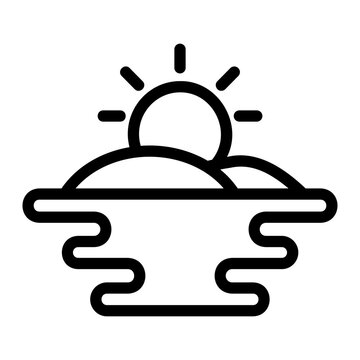 Sunset beach Line Icon