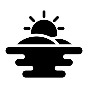 Sunset beach Solid icon