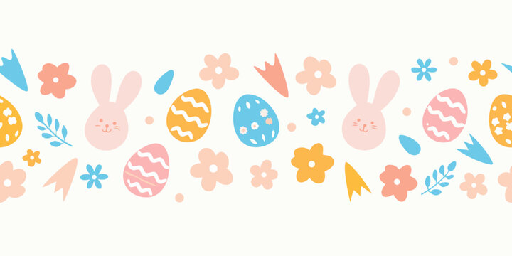 Floral and easter egg pattern on a cream colored background