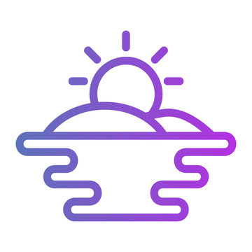 Sunset beach Line Gradient Icon