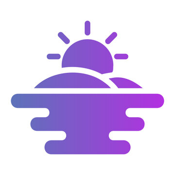 Sunset beach Line Gradient Icon