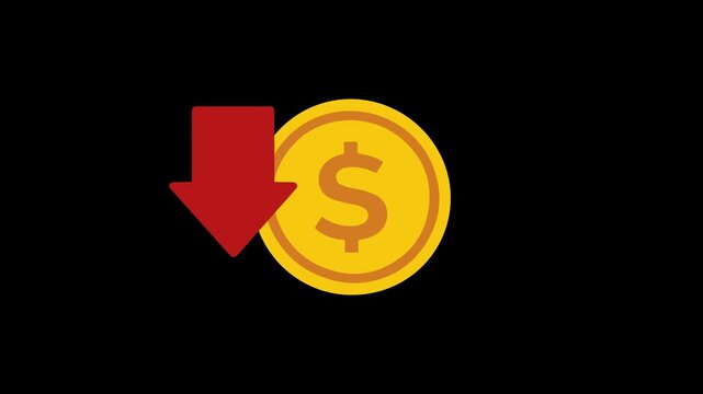 US dollar coin inflation rise and fall value financial animation HD 4K