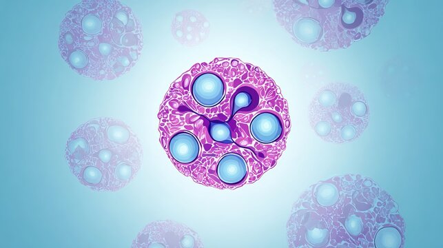 Polycystic Ovary Syndrome Awareness Concept with Female Reproductive System Illustration, Hormonal Imbalance, Ovarian Cysts, Fertility and Women&rsquo;s Health Medical Background
