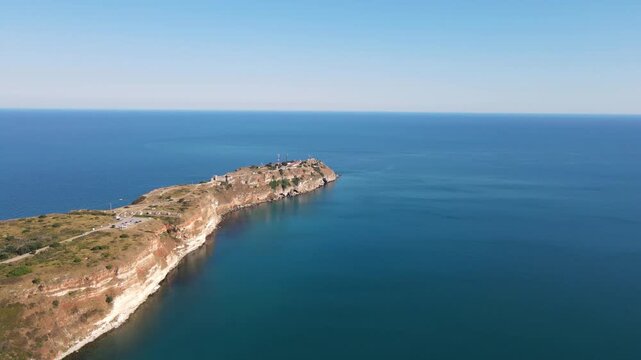 Aerial view of Black sea coast near Kaliakra cape, Dobrich Region, Bulgaria
