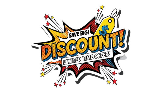 Vibrant Pop Art Style Graphic Announcing a Significant Savings Promotion with Explosive Comic Elements and a Limited Time Offer