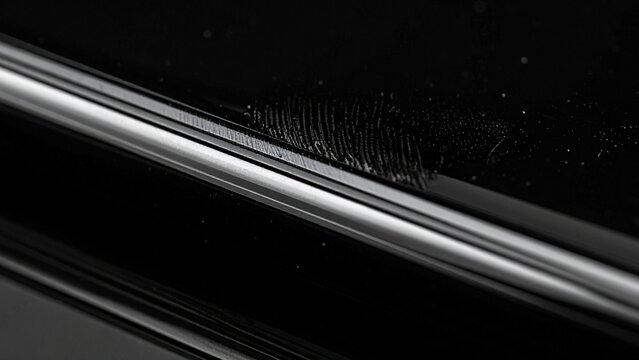 Fingerprint detail on glossy black urushi lacquer edge, Japanese craft macro

黒漆器の縁に残る指紋のディテール、光沢のある漆のマクロ