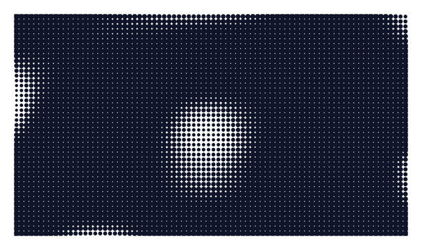 Circular gradient halftone pattern featuring dark border with bright central focal point.