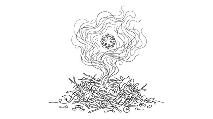 Fototapeta premium Hantavirus Pulmonary Syndrome A Visual Representation of the Virus Emerging from Debris
