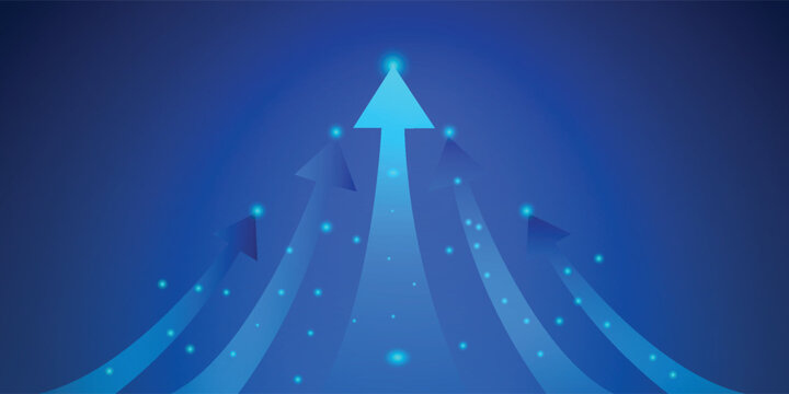 Up arrow on dark blue space background with nice Vector