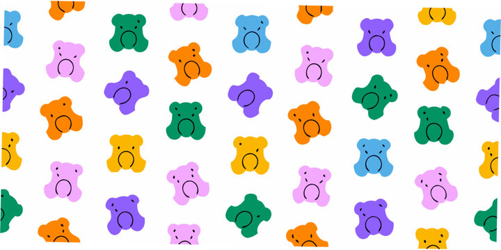 Colorful bear pattern repeating illustration with playful teddy bears