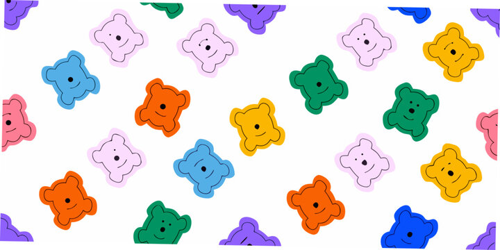 Colorful bear pattern a repeating illustration with playful cartoon bears