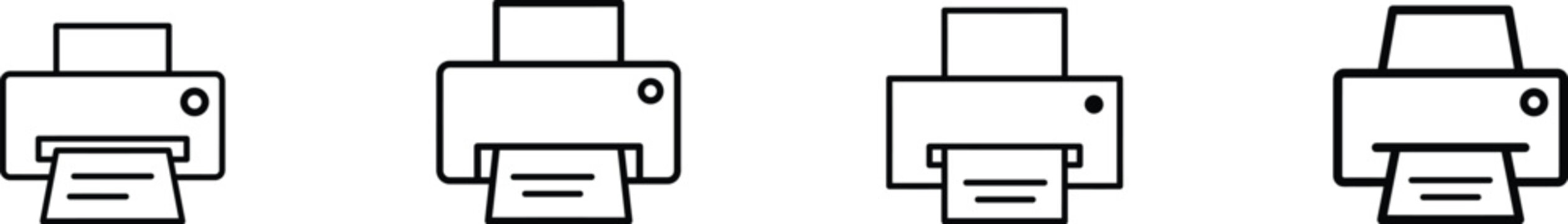 Four different printer icons in white background