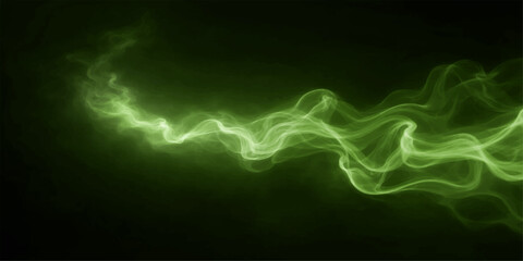 Abstract green light waves with glowing smoke and flowing energy background © Mustarin