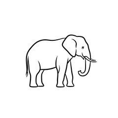 Obraz premium Minimalist elephant profile sketch in clean black lines.