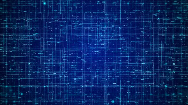 Blue Digital Cyber Grid Background &ndash; Futuristic Technology HUD Data Screen Motion Graphics