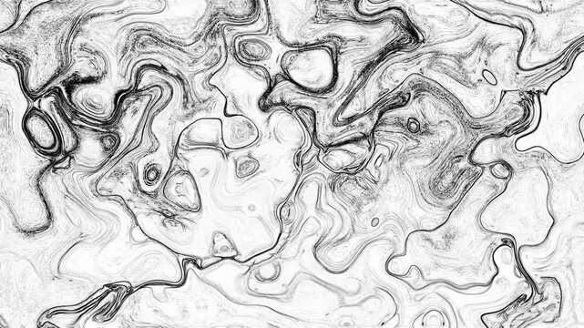 Monochrome Topographic Wave Line Art Draping
&bull;	Description: Abstract black and white background with fine liquid contour lines. Beautiful topographical sketch texture and marble patterns create an ele
