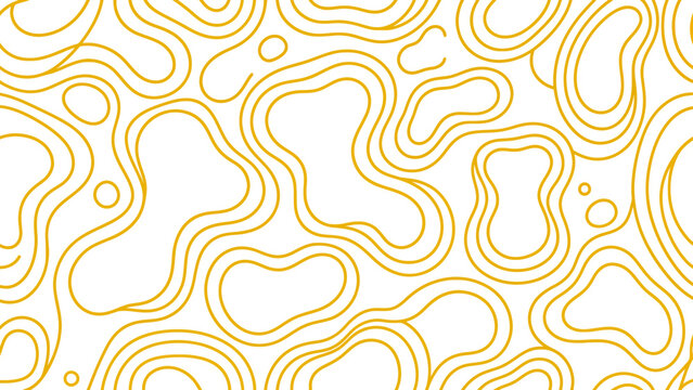 Organic abstract line doodle seamless pattern background with fluid yellow shapes