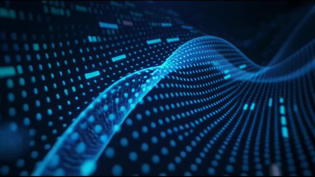 Futuristic digital wave data visualization.