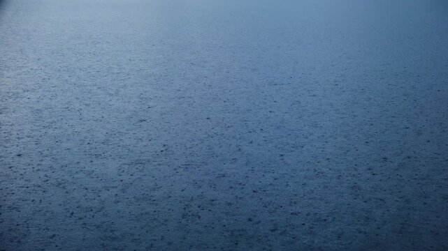 Calm, misty blue ocean surface. Gentle ripples move slowly across the water. Soft light fades from horizon to sea. Ideal for backgrounds, meditations, or travel videos
