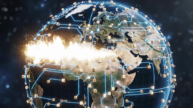 Global digital network connections illustrating modern technology and worldwide communication concept