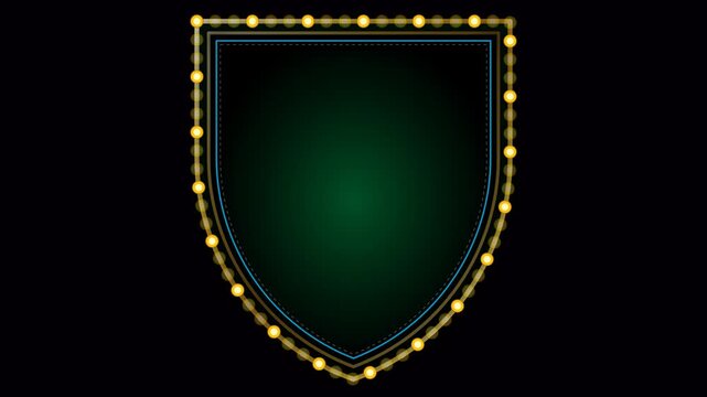 Emerald green kingdom shield crest retro marquee frame.