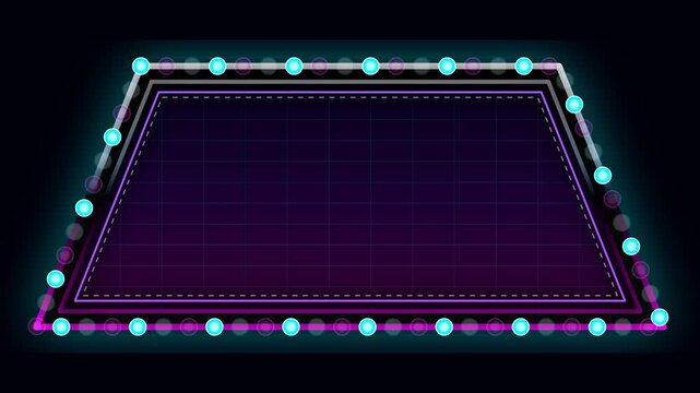 Miami Vice 1980s synthwave outrun retro marquee frame with chrome borders.