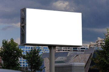 Fototapeta premium Advertising billboard along the road in the city. Background for design. 