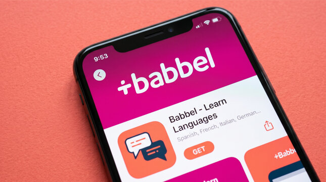 Babbel Language Learning App Store Download Page Displayed on Smartphone Screen, Mobile Education Technology and E-Learning Application Concept