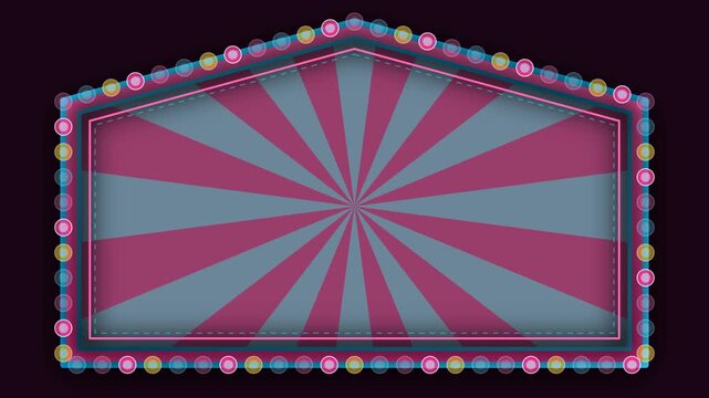 Cotton candy pink and blue vintage carnival big top retro marquee frame.