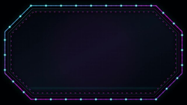 Cyberpunk futuristic HUD hex core marquee frame with glowing neon data nodes and carbon grid.