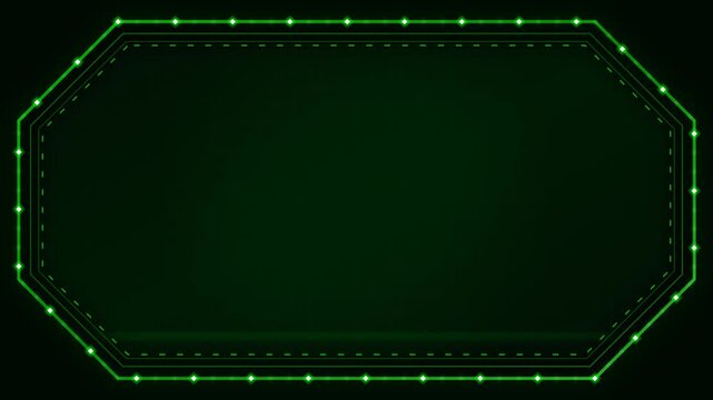Hacker matrix green cyberpunk futuristic HUD hex core marquee frame with glowing data nodes.