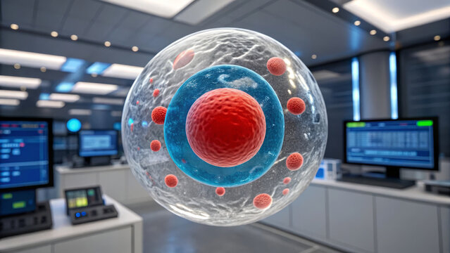 IVF and Procedure concept ,Cell model nucleus cytoplasm laboratory science research cell model with nucleus and cytoplasm