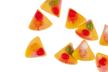 Fototapeta premium Jelly pizza, dessert, jelly candy, and Fried egg jelly, dessert, snack, on transparent background. 