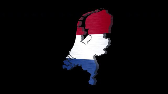 Netherlands 3D Rotating Flag Map Alpha Channel Loop