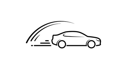 Fototapeta premium A simple line drawing of a speeding car.