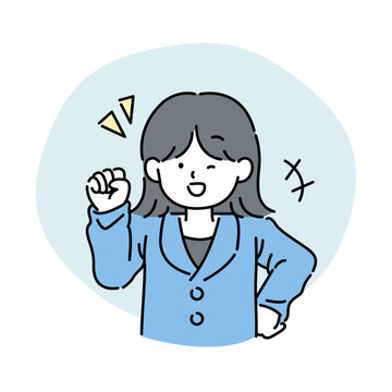 Successful businesswoman celebrating achievement, happy female employee making fist pump gesture for corporate triumph.