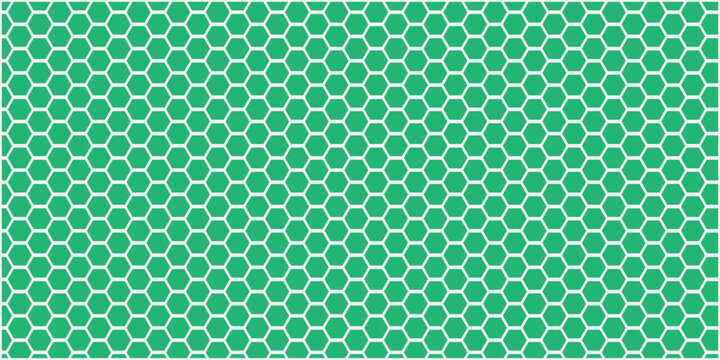Seamless green net background with a geometric pattern of vector squares, mesh circles, and textured honeycomb dots on a dark backdrop