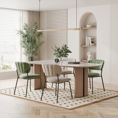 Fototapeta premium Contemporary Neutral Dining Space