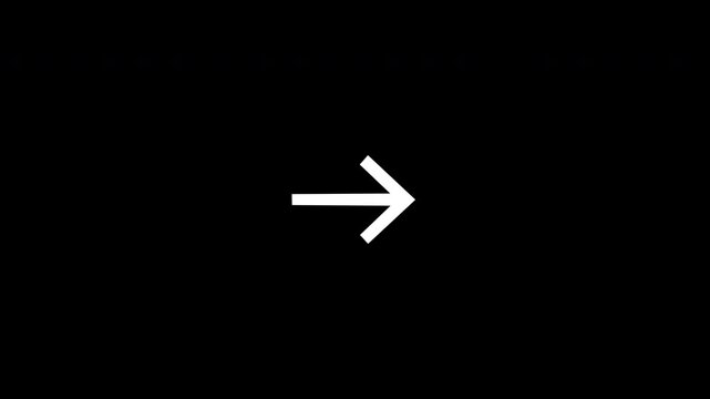 A white right-pointing arrow on a solid black background, simple and directional.