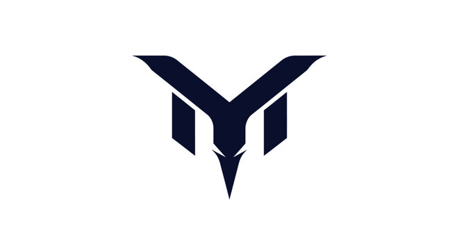 Abstract geometric letter M or Y devil horn logo.