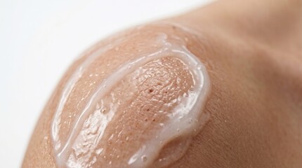 Fototapeta premium Thick layer of soothing topical gel applied to human skin close up