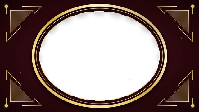 Premium animated Victorian royal oval frame featuring intricate gold corner ornaments, a sweeping cinematic shine, and floating golden embers over a deep burgundy background with a transparent center.