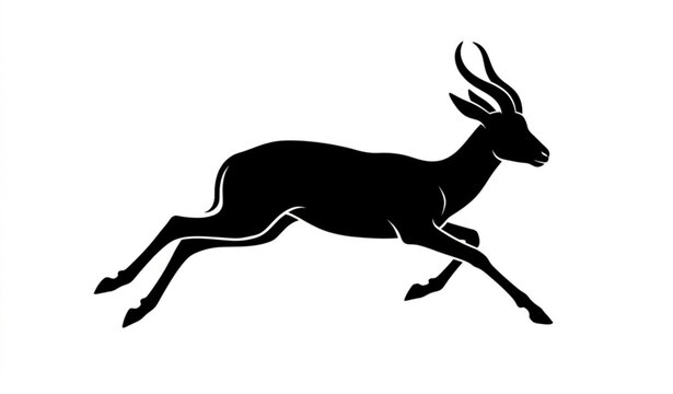 Springbok antelope running silhouette vector with elegant wildlife logo design