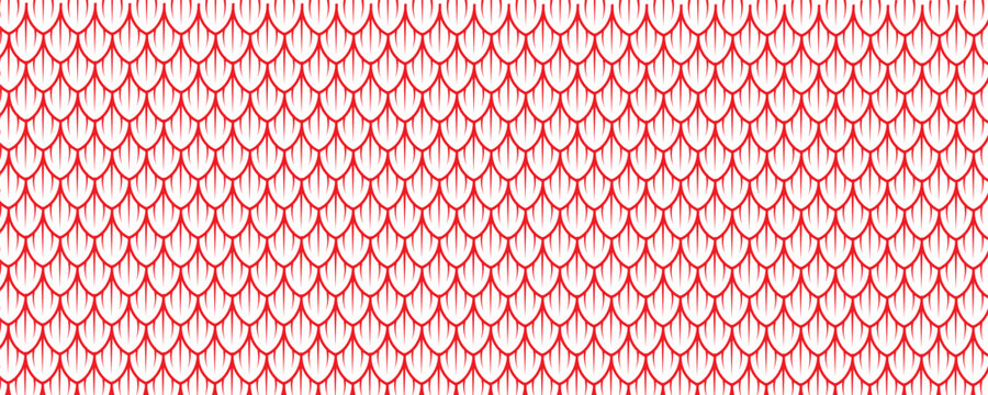 Dragon snake reptile fish mermiad scale seamless pattern tile. Dinosaur skin seamless pattern. Vector black line background.