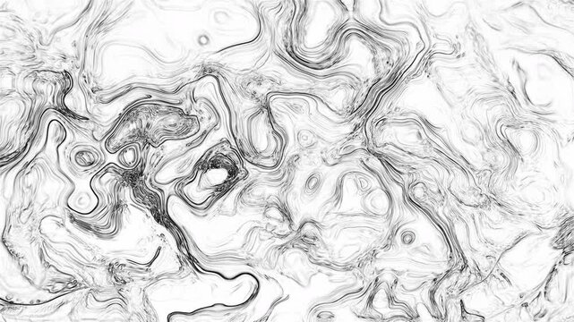 Monochrome Topographic Wave Line Art Draping
&bull;	Description: Abstract black and white background with fine liquid contour lines. Beautiful topographical sketch texture and marble patterns create an ele
