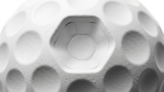 3D Printed White Sphere Hexagonal Socket Macro Close-Up